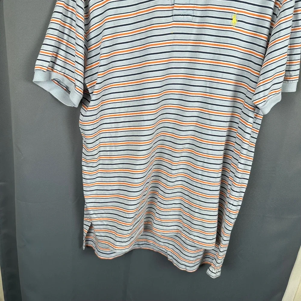 Polo Ralph Lauren Striped Polo Shirt Mens XL Blue Orange Navy Short Sleeve Pony